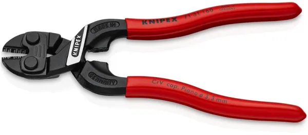 Knipex KNIPEX CoBolt® S Compact bolt cutter with recess in the blade black atramentised, plastic coated 160 mm