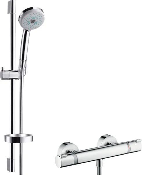 Hansgrohe Croma 100 shower set with Ecostat Comfort shower mixer, chrome