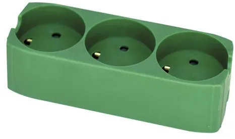 Gripo Power Strip with 3 outlets and earth, Green