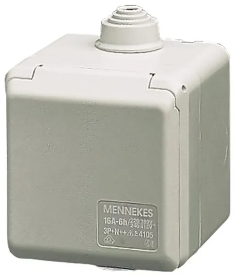 Mennekes CEE surface socket 3-pole 16A 230V IP44 6H 4102